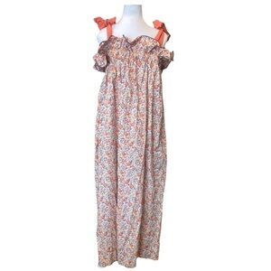 Casey Marks Floral Off-Shoulder Maxi Dress with Bow Straps